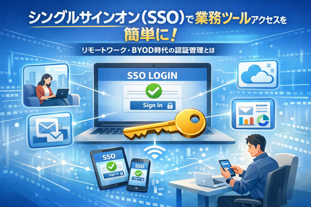 シングルサインオン(SSO)で業務ツールアクセスを簡単に|リモートワーク・BYOD時代の認証管理とは